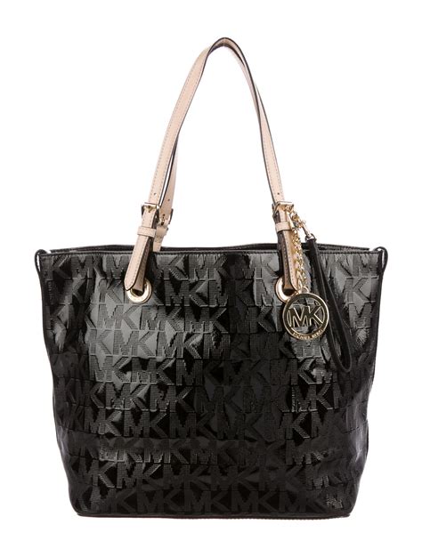 michael kors dark brown leather tote|michael kors black patent tote.